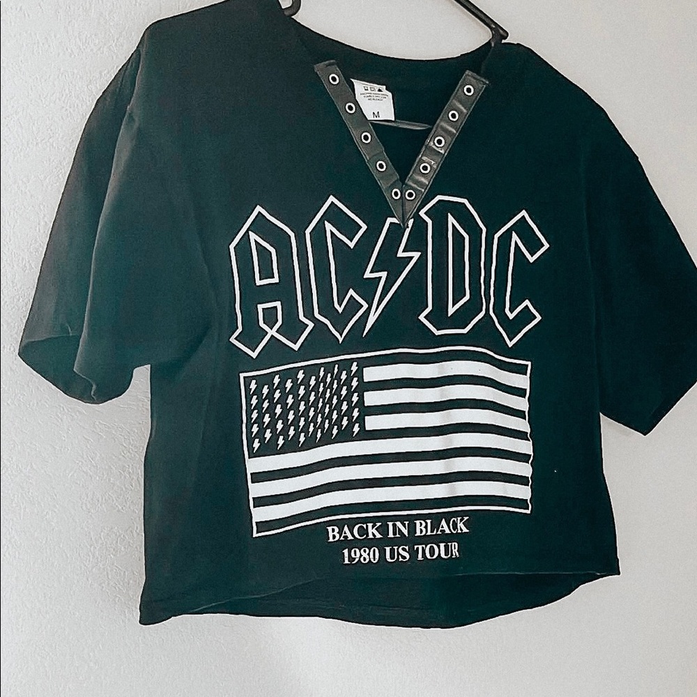 One of a kind cropped AC/DC shirt